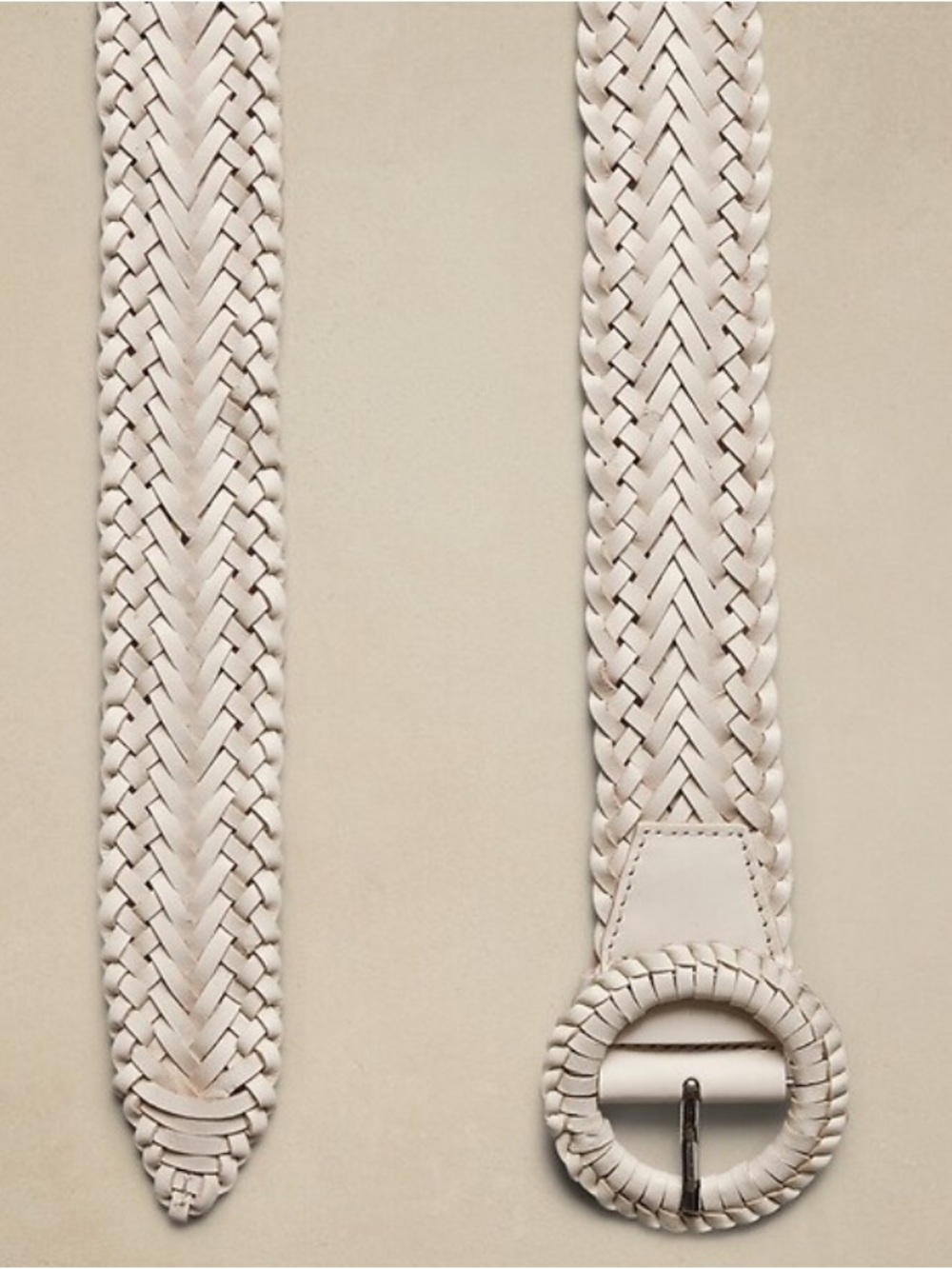 Banana Republic Factory Braided Cow Leather Belt MEDIUM Cream